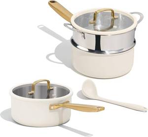 lot 23 image: Carote 1.5 Quart and 3.0 Quart Stainless Steel Sauce Pan Set