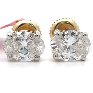 lot 34 image: NEW 2 Carat Diamond Solitaire Stud Screw Back Earrings in 14k Yellow Gold Retail $1,995 VIDEO