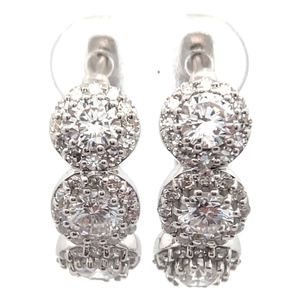 lot 23 image: NEW 2.25 Carat Diamond Triple Halo Hoop Earrings in 14k White Gold Retail $3,395 VIDEO