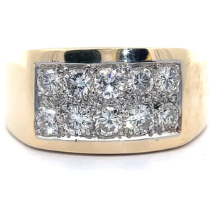 lot 20 image: Mens 1 Carat Natural Diamond Dual Row Ring in 14k Yellow Gold VIDEO