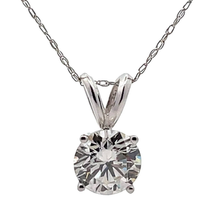 lot 13 image: 1.55 Carat Diamond Round Solitaire Pendant Necklace in 14k White Gold VIDEO