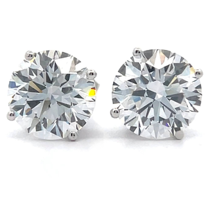 lot 7 image: 4 Carat Diamond Round Solitaire Stud Earrings in 14k White Gold $4,000 Retail VIDEO