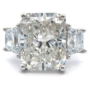 lot 6 image: 13.29 Carat Diamond Radiant & Trapezoid Diamond Ring in 14k White Gold w Report $22,975 Retail VIDEO