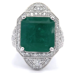 NEW! Oscar Friedman 12.24 Carat Natural Emerald & Natural Diamond Halo Ring in Platinum w/ GIA Report; $29,750 Retail *VIDEO*