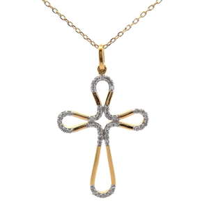 lot 54 image: NEW 0.25 Carat Pav Diamond Celtic Ribbon Cross Pendant Necklace VIDEO