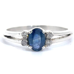 lot 60 image: Oval Blue Sapphire & Natural Diamond Split Shank Ring VIDEO