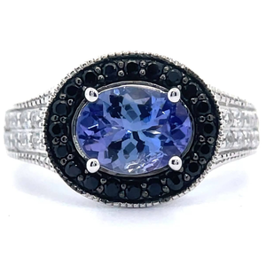 lot 61 image: Tanzanite & White Topaz East-West Two-Tone Ring VIDEO