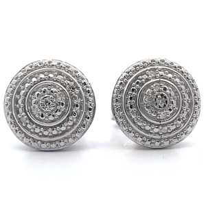 lot 62 image: Natural Diamond Concentric Halo Earrings VIDEO