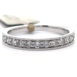 lot 38 image: NEW 0.50 Carat Natural Diamond Milgrain Half Eternity Ring in 14k White Gold Retail $1,995 VIDEO