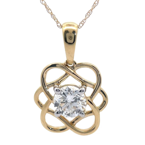 lot 37 image: NEW 1 Carat Diamond Orbital Snowflake Pendant Necklace in 14k Yellow Gold Retail $2,245VIDEO
