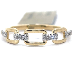 lot 42 image: Pav Diamond Chain Link Ring in 14k Yellow Gold Retail $995 VIDEO