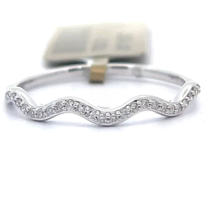 lot 46 image: NEW Pav Natural Diamond Wavy Stacking Ring in 14k White Gold Retail $595 VIDEO