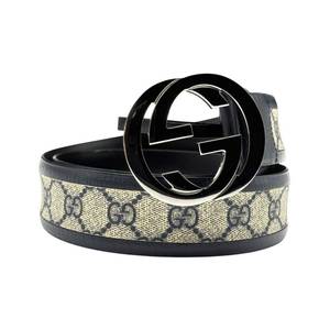 lot 15D image: Gucci GG Supreme Canvas Belt with Silvertone Interlocking G Buckle (Size 9036) Pre-Owned Retail $620