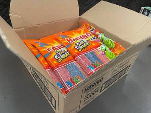 lot 16 image: NC 2 - Haribo Sour Streamers Bulk Lot - 12 Bags, 4.5 oz Each, Exp. 042025