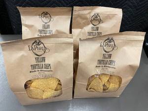 lot 222 image: TN 4 - Lot of 4 La Perla Yellow Tortilla Chips, 16 oz Bags, Minnesota Made