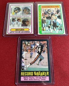 lot 13 image: (3) Vintage Walter Payton Cards