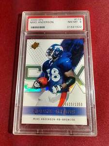 lot 15 image: 2000 SPx Mike Anderson Rookie Card #d1350 - PSA 8