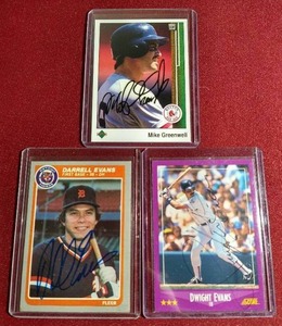 lot 29 image: (3) In Person Baseball Autograph Cards - 1980s Stars