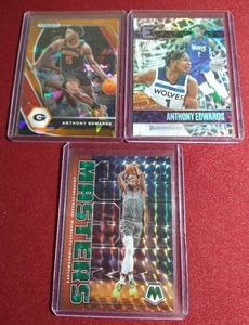 lot 30 image: (3) Anthony Edwards Prizm Cards