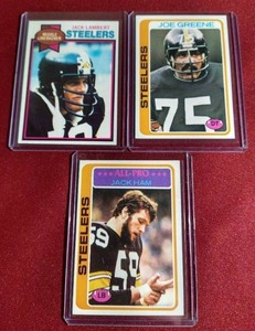 lot 41 image: (3) Vintage Steelers Cards - All Stars