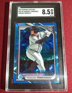 lot 42 image: 2024 Bowman Sapphire Yanquiel Fernandez Prospect Card - SGC 8.5