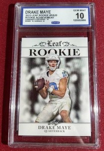 lot 79 image: 2023 Leaf Drake Maye Rookie Card - CCG 10
