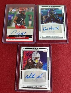 lot 97 image: (3) Autographed Football Cards