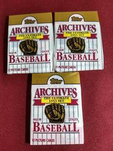 lot 119 image: (3) Unopened 1991 Topps Archives 1953 Topps Reprint Packs