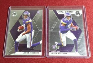 lot 131 image: (2) 2020 Mosaic Justin Jefferson Rookie Cards - Base & Debut