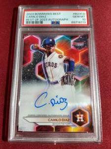lot 134 image: 2023 Bowmans Best Camilo Diaz Prospect Autograph Card - PSA 10