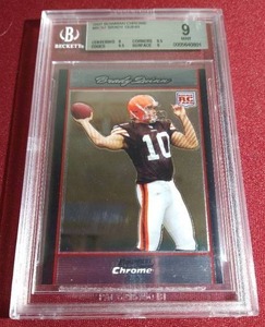lot 144 image: 2007 Bowman Chrome Brady Quinn Rookie - BCG 9