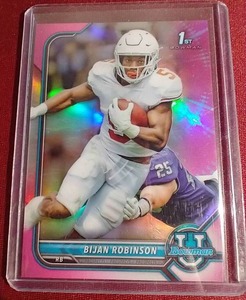 lot 157 image: 2022 Chrome 1st Bowman Bijan Robinson - Pink Refractor