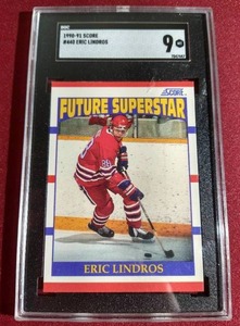 lot 185 image: 1990-91 Score Eric Lindros Rookie Card - SGC 9