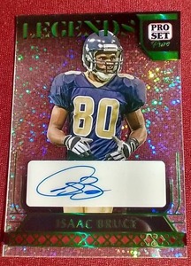 lot 188 image: 2023 Pro Set Pure Isaac Bruce Autograph Card - #d 13