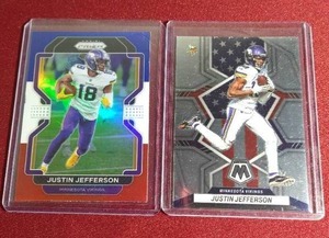lot 248 image: (2) Justin Jefferson Cards - RedWhiteBlue Prizm & National Pride