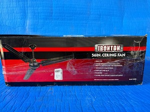 lot 25 image: $109.99 Retail - opened box to inspect - Ironton Ceiling Fan, 56in- Never installed, all parts appear present. Ready to Mount