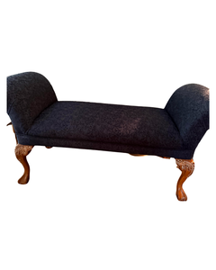 lot 8 image: Upholstered Bench with Carved Wood Legs