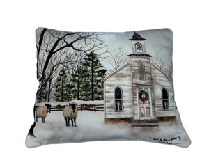 lot 26 image: I Heard the Bells on Christmas Day Decorative Winter Pillow
