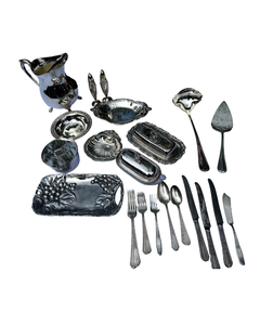 lot 28 image: Silver-Plated Serving Set & Flatware Assortment