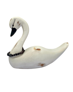 lot 29 image: Hand-Carved Wooden Swan Dcor  Rustic Farmhouse Style