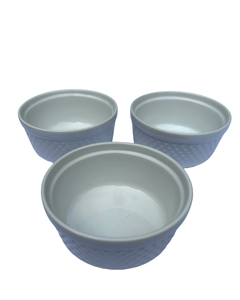 lot 35 image: White Textured Ceramic Ramekins