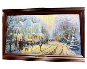 lot 38 image: Thomas Kinkade A Holiday Gathering Lighted Canvas  Limited Edition