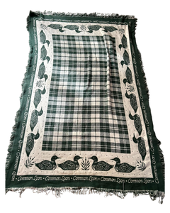 lot 64 image: Common Loon Woven Throw Blanket  Green & Cream Plaid