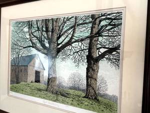 lot 67 image: April Awakening 1982 Signed & Numbered Print by Paul Tait  Framed Country Barn Scene