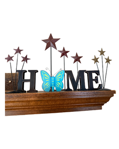 lot 73 image: HOME Metal Sign with Stars and Butterfly Accent