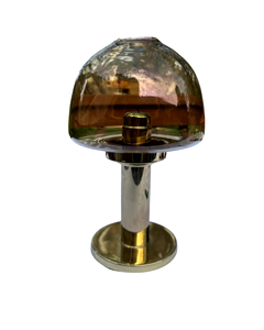 lot 83 image: Vintage Amber Glass & Brass Oil Lamp