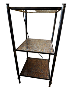 lot 84 image: Three-Tier Metal & Glass Accent Shelf - set of Two