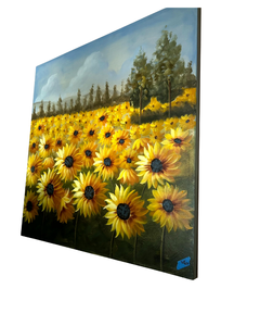 lot 86 image: Sunflower Field Canvas Painting