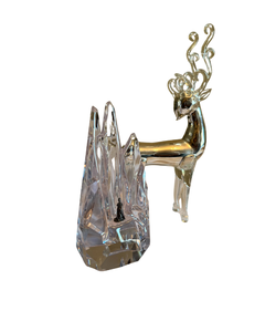 lot 94 image: Blown Glass Reindeer & Crystal Ice Sculpture Set