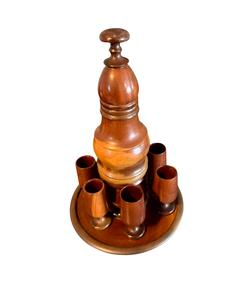 lot 160 image: Mid-Century Turned Wood Decanter Set